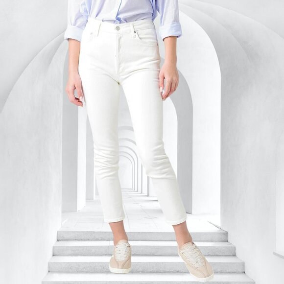 Agolde Denim - AGOLDE White Nico High Rise Slim Fit Jeans Size 26